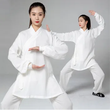1 Комплект Китайской традиционной хлопчатобумажной льняной одежды для занятий боевым искусством Удан Тай-чи, униформа для занятий даосским кунг-фу, Топ, брюки