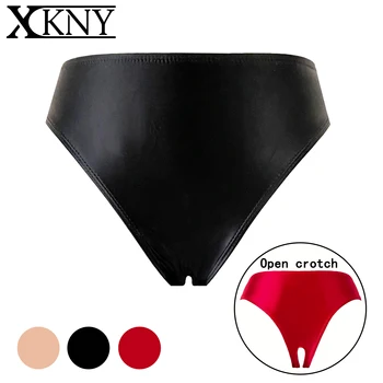 XCKNY атласные глянцевые стринги, шелковистая гладкая футболка, сексуальное однотонное нижнее белье с открытой промежностью, сексуальное бикини, масляные блестящие брюки