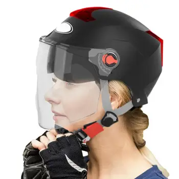 Мотоциклетные шлемы с открытым лицом 3/4, Наполовину затемненный козырек, Съемный Точечный Сертификационный защитный Мото-шлем для езды на велосипеде на открытом воздухе