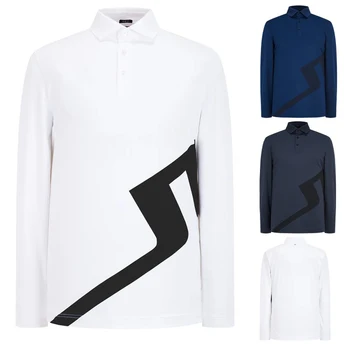 Новая весенне-осенняя мужская рубашка поло для гольфа с длинным рукавом, дышащая, быстросохнущая, для занятий спортом на открытом воздухе, для отдыха