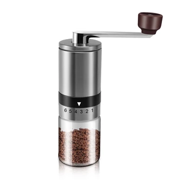 Ручная кофемолка - Ручная Кофейная мельница с керамическими заусенцами, 6 Регулируемых настроек - Портативная рукоятка (прямая)